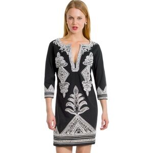 Gretchen Scott Black and White 3/4 Sleeve Passamentrie Dress Size Small